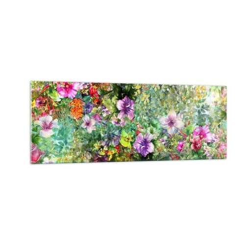 Tablou pe sticlă - Să ne pierdem în flori - 140x50 cm