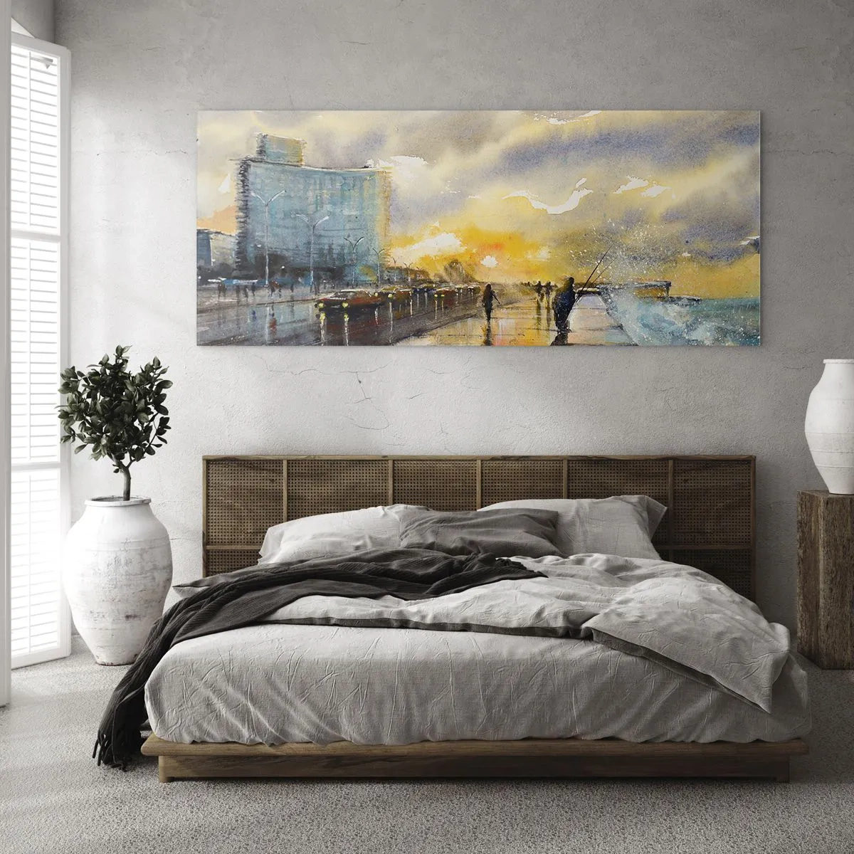 Tablou pe sticlă - Viața pe țărm - 120x50 cm
