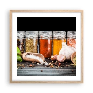 Poster în ramă de stejar deschis - Pentru a da un gust vieții - 50x50 cm