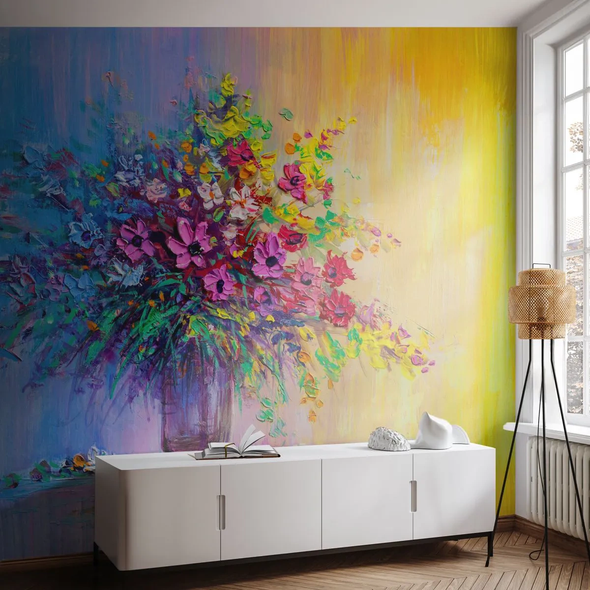Fototapetă personalizată Premium Canvas - Darul unei pajiști de vară - Flori într-o vază, Bucată, Buchet de flori