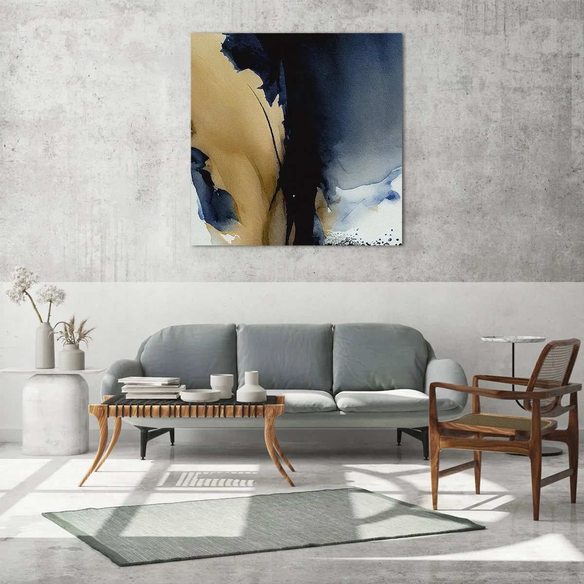 Tablou pe sticlă - În spatele cortinei - 50x50 cm