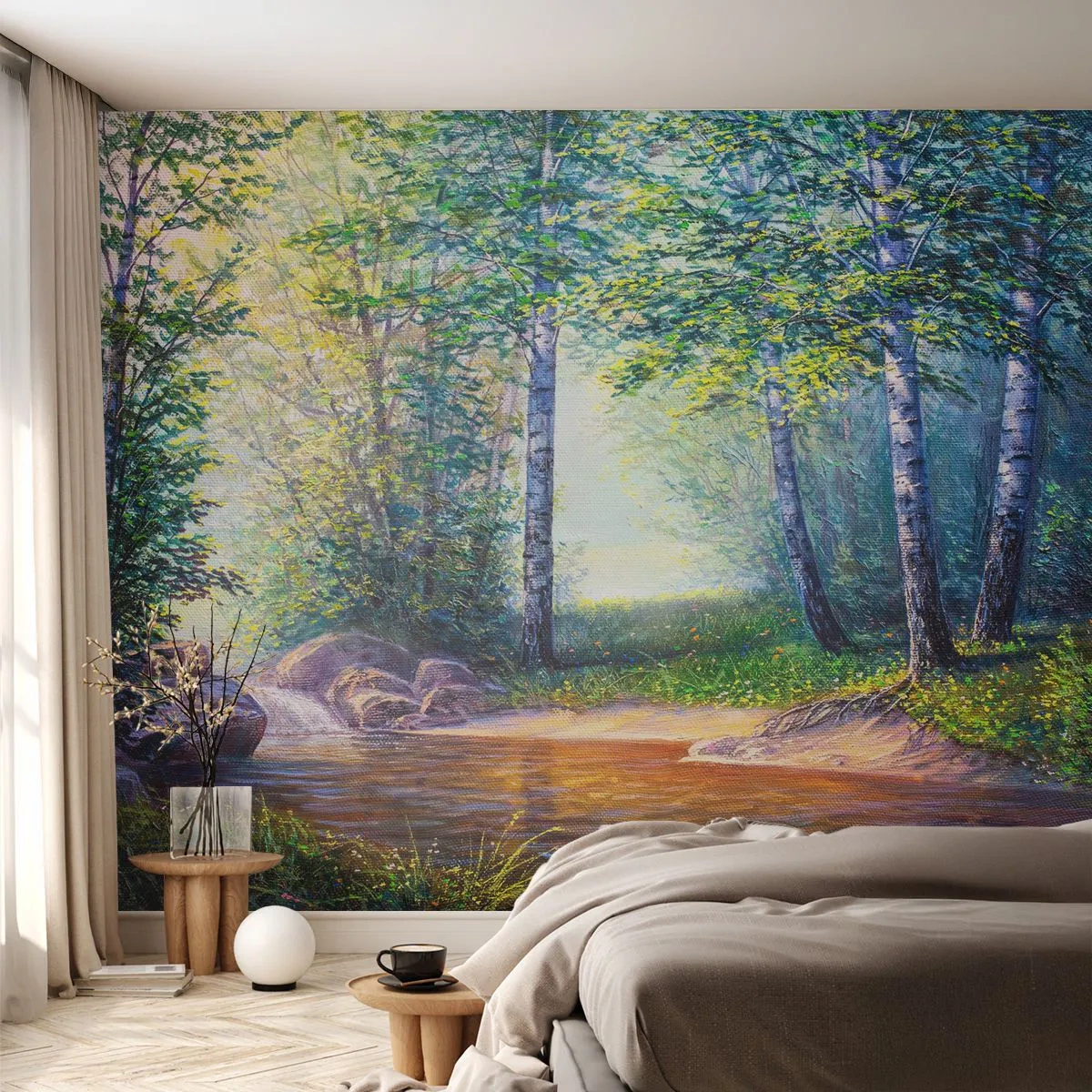 Tapet Standard Eco - Cadru idilic - Peisaj, pădure, Râu - 400x280 cm