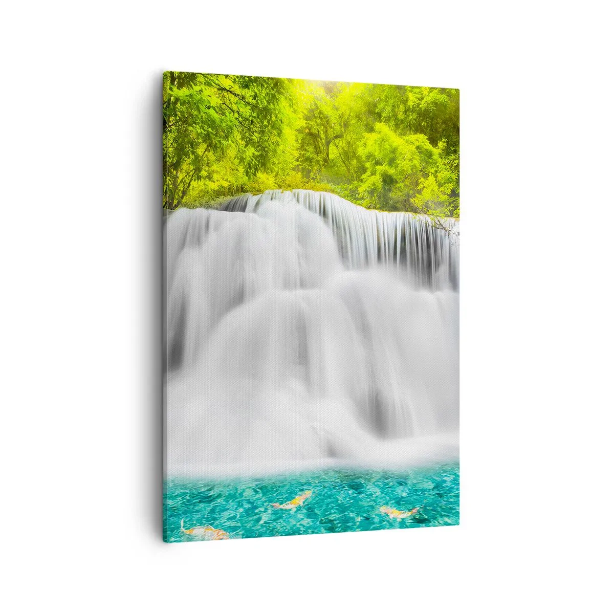 Tablou pe pânză - O cascadă spumoasă de la verde la azur - 50x70 cm
