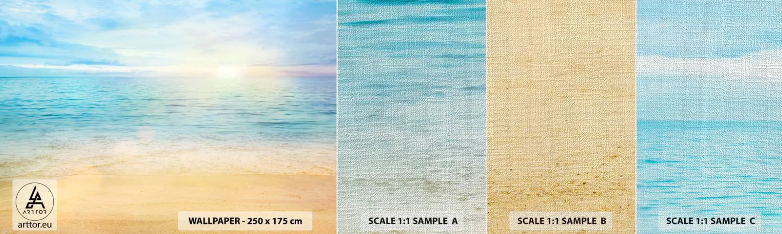 Mostră tapet Premium Canvas - Marele albastru - Mare, Vedere, plajă - 100x30 cm