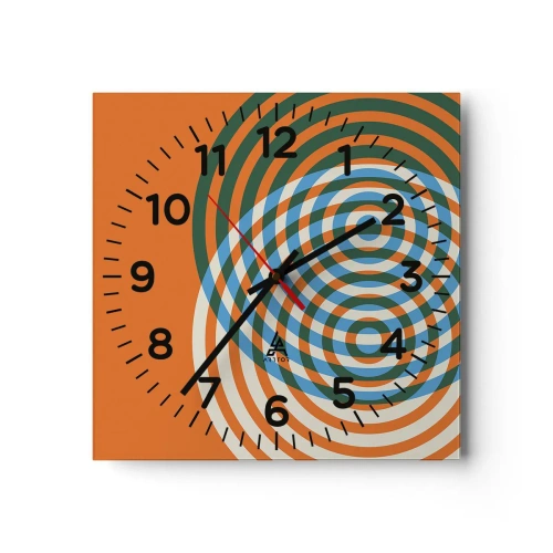 Ceas de perete - Ceas pe sticlă - Variație circulară abstractă - 40x40 cm