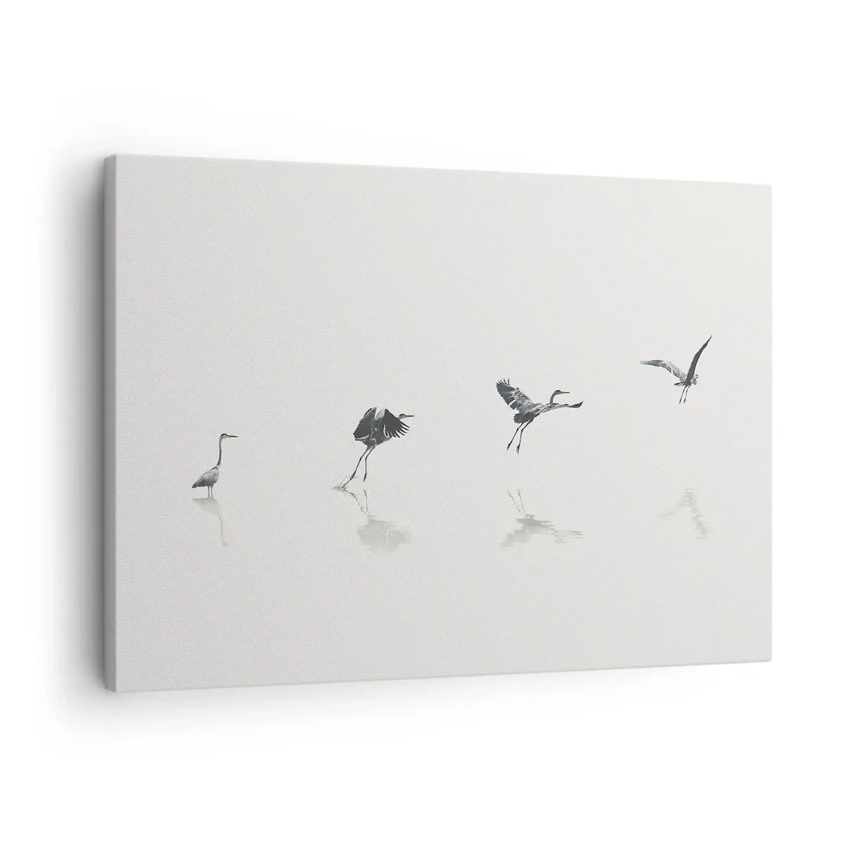 Tablou pe pânză Canvas - Patru siluete de păsări reflectate în apa calmă - 70x50cm - Patru pași simpli - Decorațiune modernă pentru perete pentru living și dormitor ARTTOR