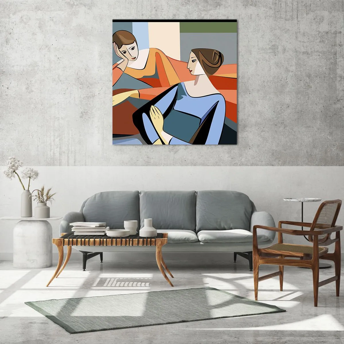 Tablou pe sticlă - Un moment de confidențe - 60x60 cm