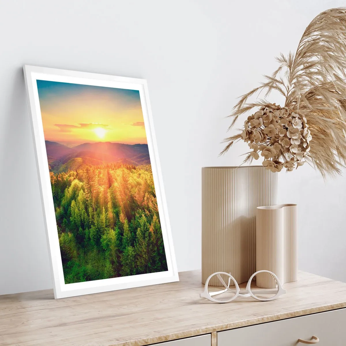 Poster în ramă albă - Vârfuri și culmi - 40x50 cm