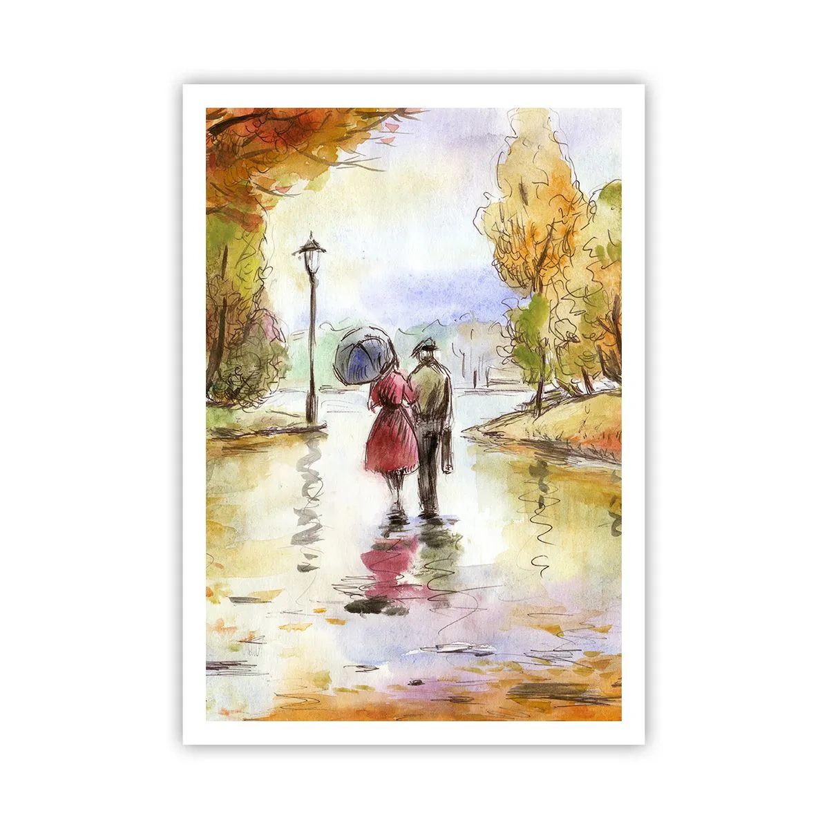 Poster - Toamnă romantică în parc - 70x100 cm