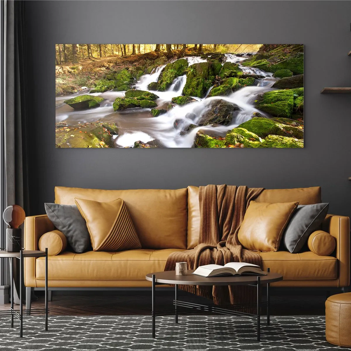 Tablou pe sticlă - Repede prin pădure de toamnă - 90x30 cm