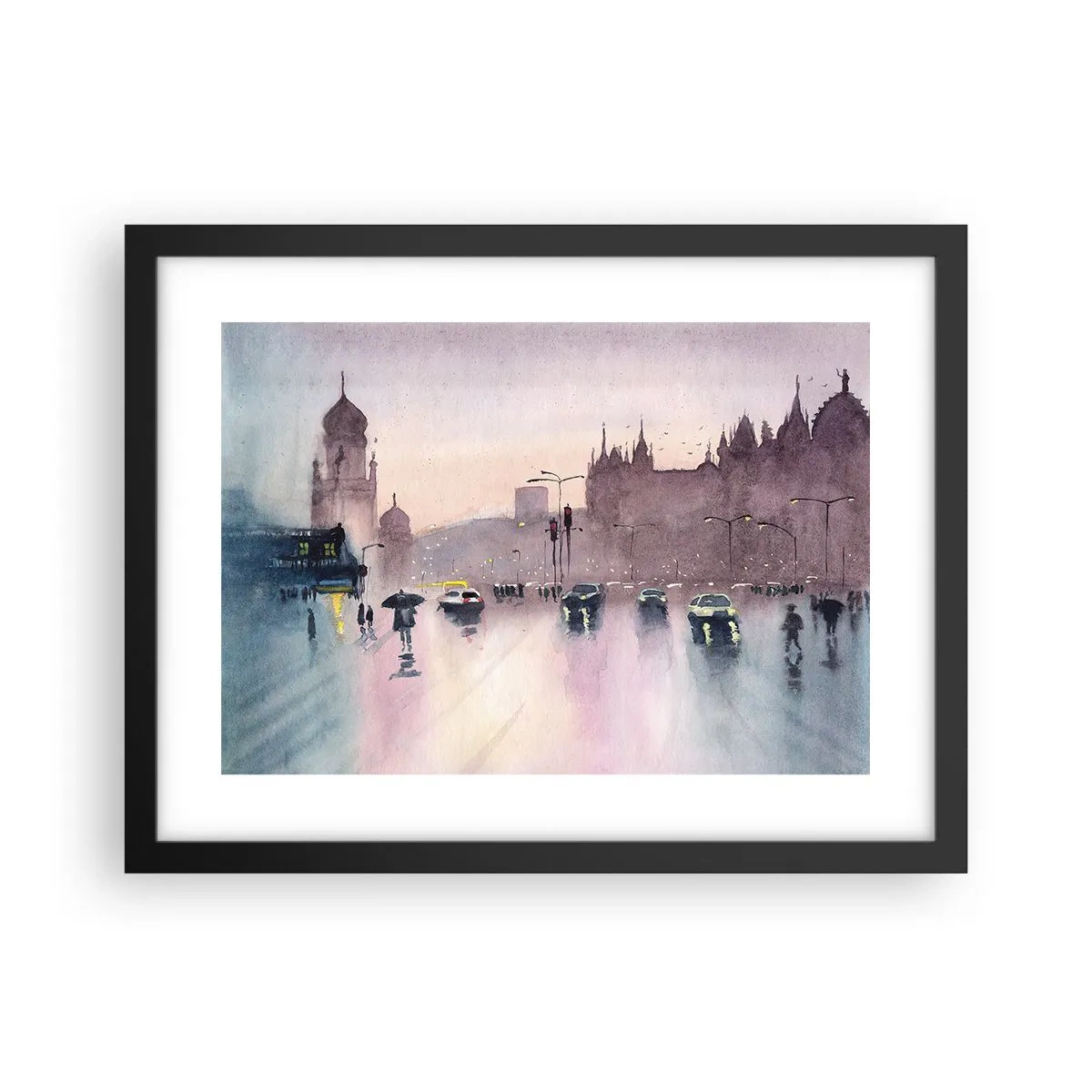 Poster în ramă neagră - Într-o ceață ploioasă - 40x30 cm