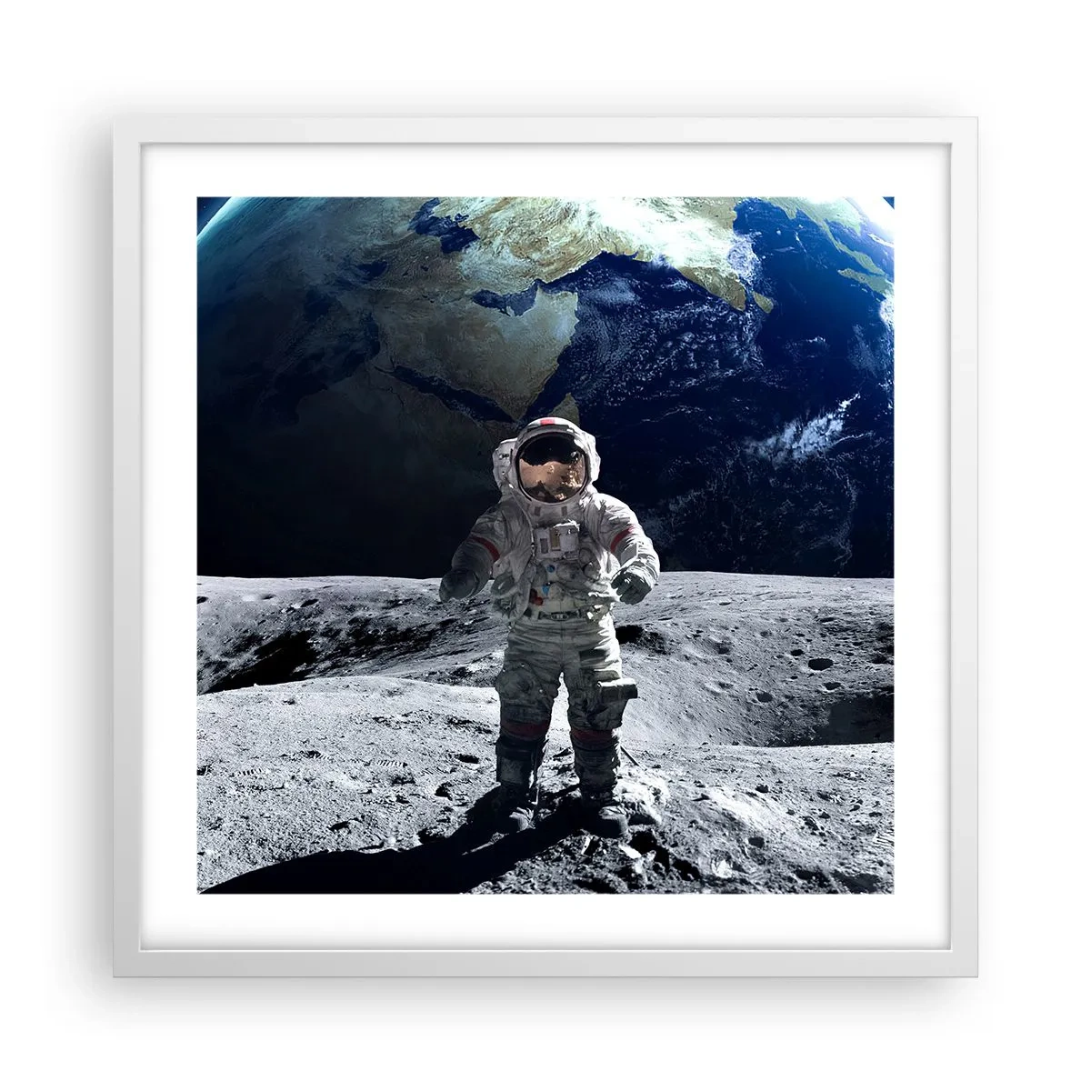 Poster în ramă albă - Salutări de pe Lună - 50x50 cm