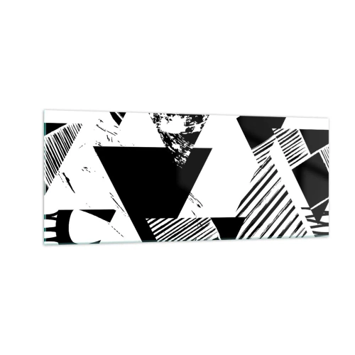 Tablou pe sticlă - Ploaie de triunghiuri - 100x40 cm