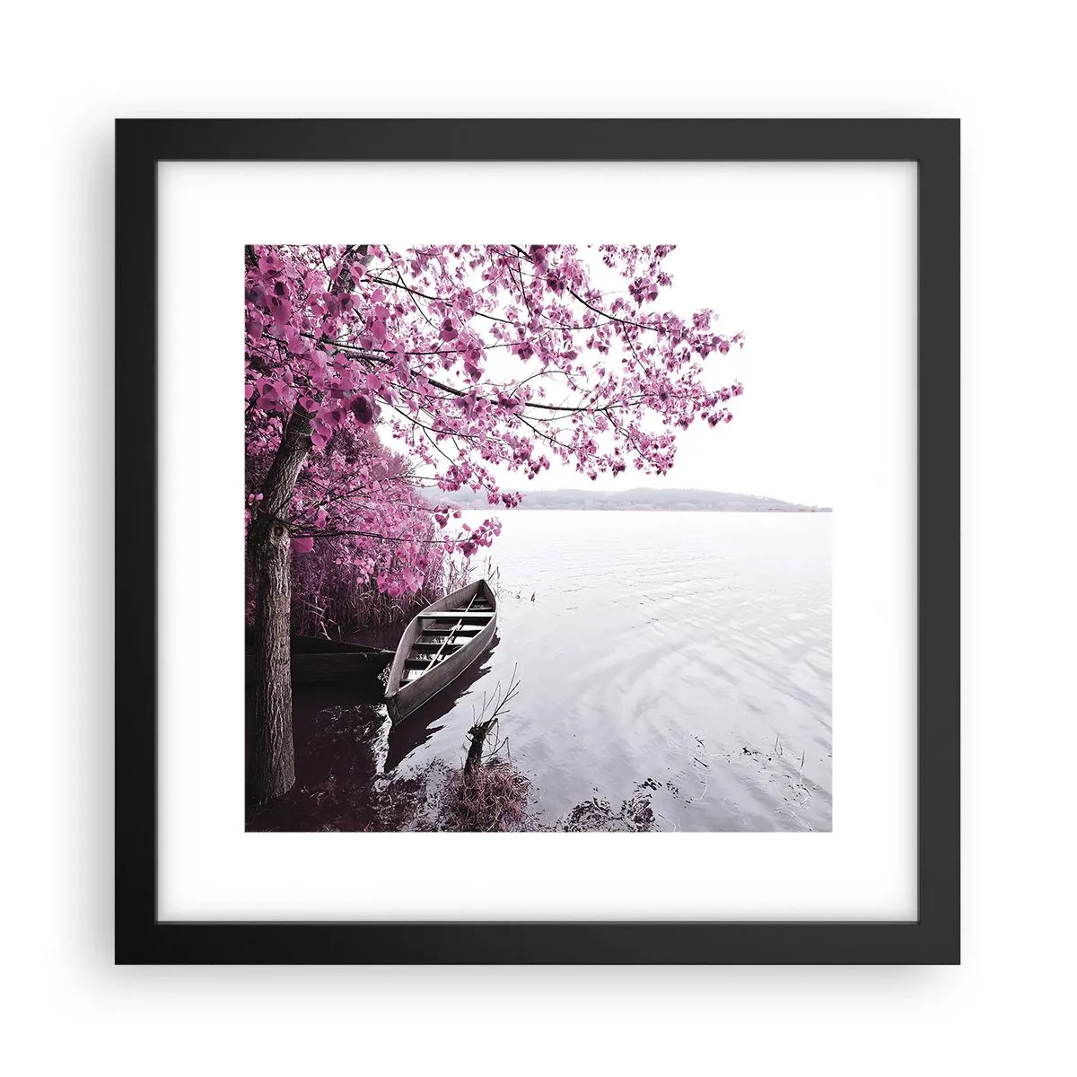 Poster în ramă neagră - În tăcerea roz - 30x30 cm
