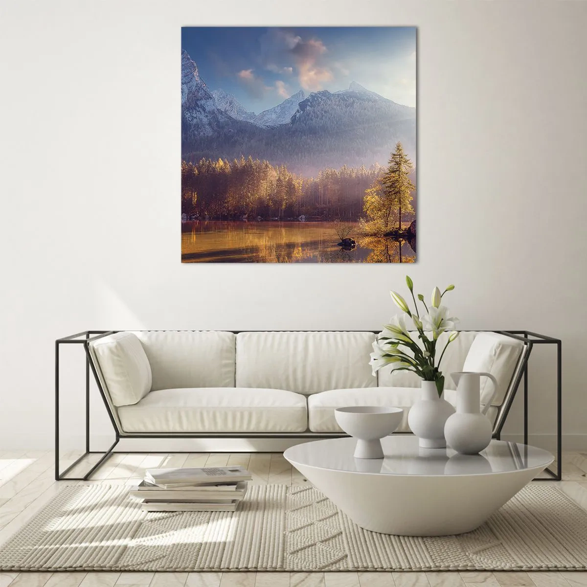 Tablou pe sticlă - La munte și la deal - 50x50 cm