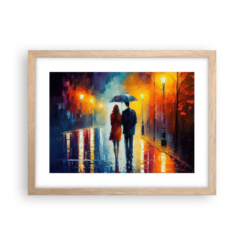 Poster în ramă de stejar deschis - Împreună - o noapte plină de culoare - 40x30 cm