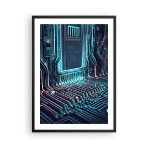 Poster în ramă neagră - viziune futuristă a unui circuit integrat - 50x70cm - Iată la ce mă gândesc... - Decorațiune modernă pentru perete pentru living și dormitor ARTTOR