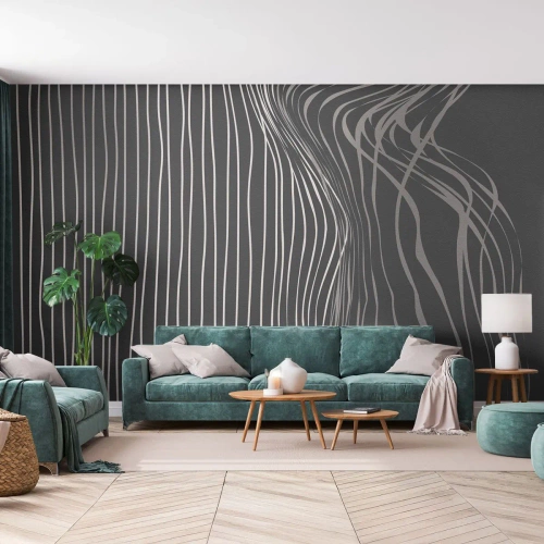 Tapet Premium Canvas - Ritm și accent - Abstracția, Bucată, alb-negru - 400x280 cm