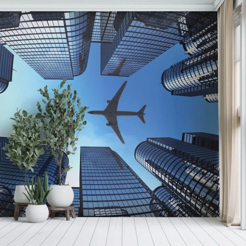 Tapet Premium Canvas - Vedere de pe ravenă de sticlă - Arhitectură, Avion, Oraș - 150x105 cm