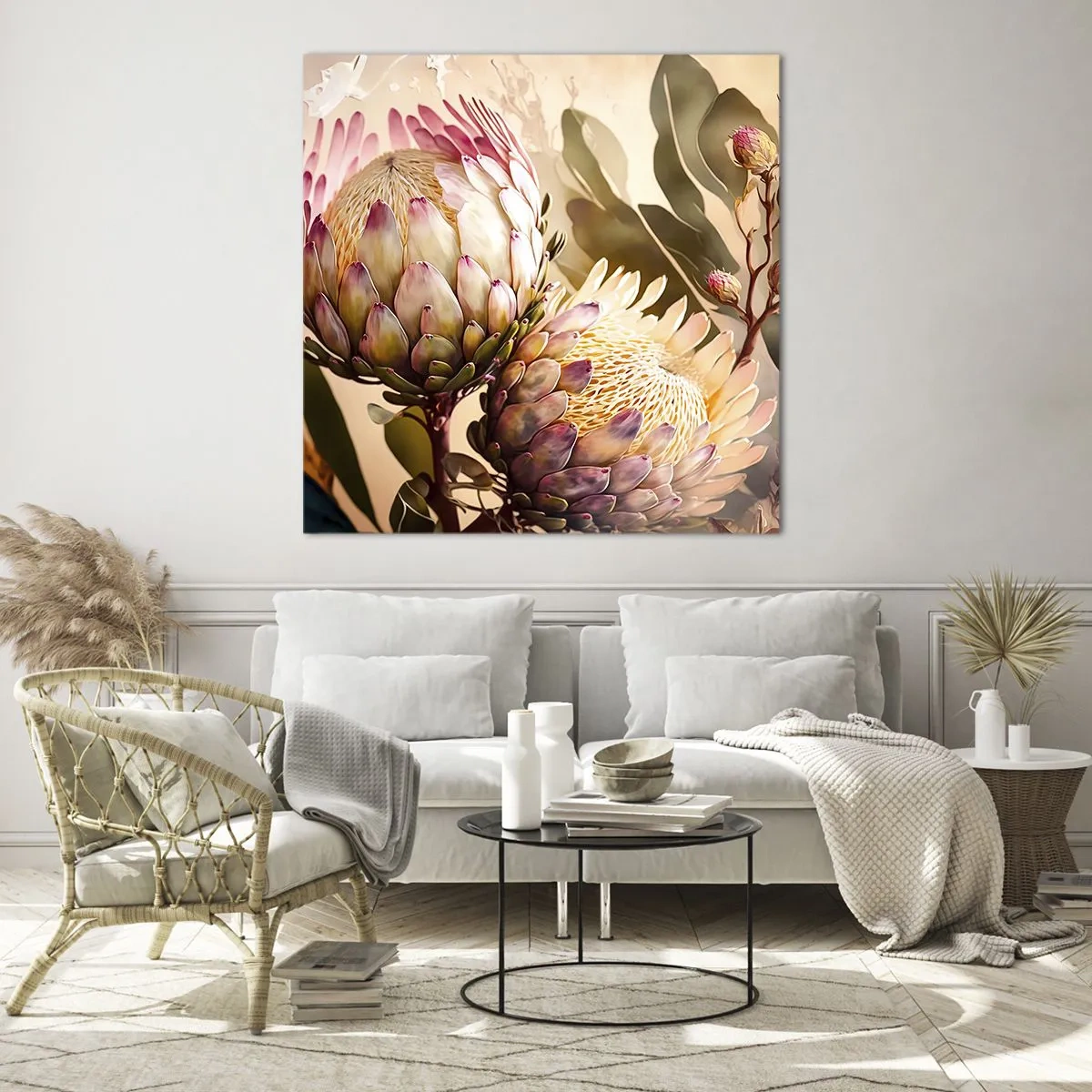 Tablou pe sticlă - Îmbrățișare cu tandrețe - 50x50 cm