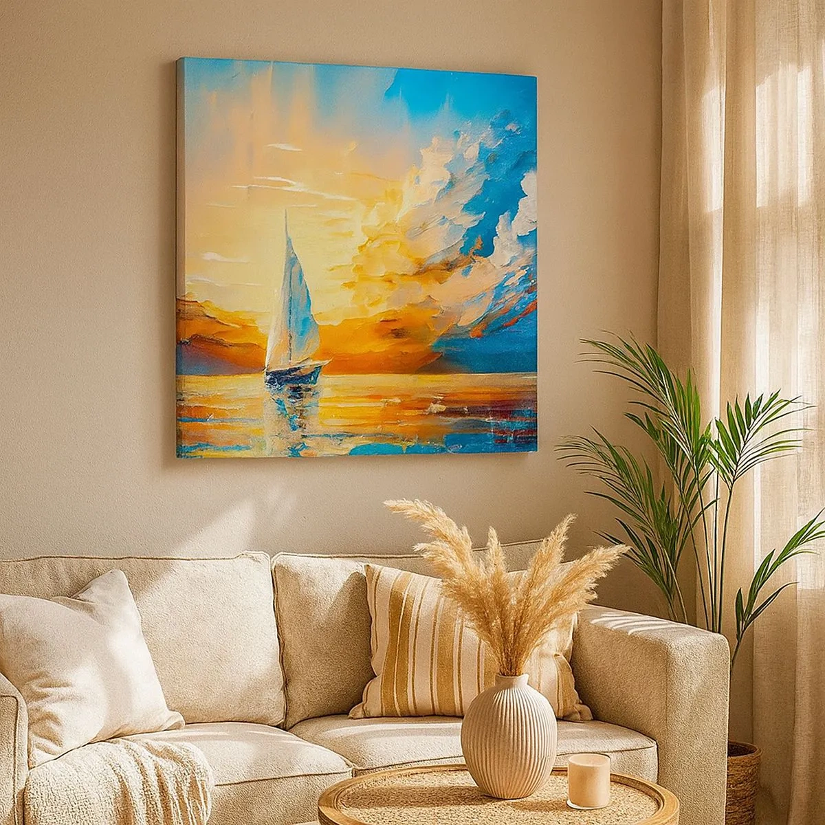 Tablou pe pânză - Navigare prin aur - 30x30 cm