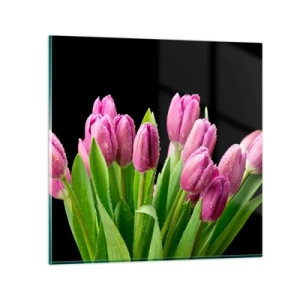 Tablou pe sticlă - Bucurie de liliac de primăvară - 50x50 cm