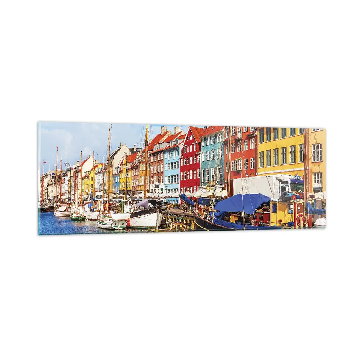 Tablou pe sticlă - Portul vesel - 90x30 cm