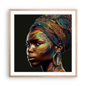 Poster în ramă de stejar deschis - Regina africană - 60x60 cm