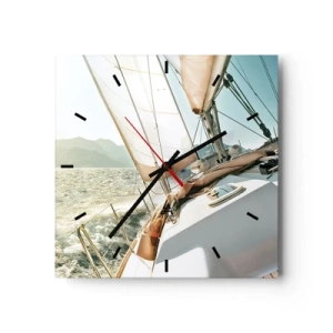 Ceas de perete - Ceas pe sticlă - Pânzele umflate de vânt - 40x40 cm