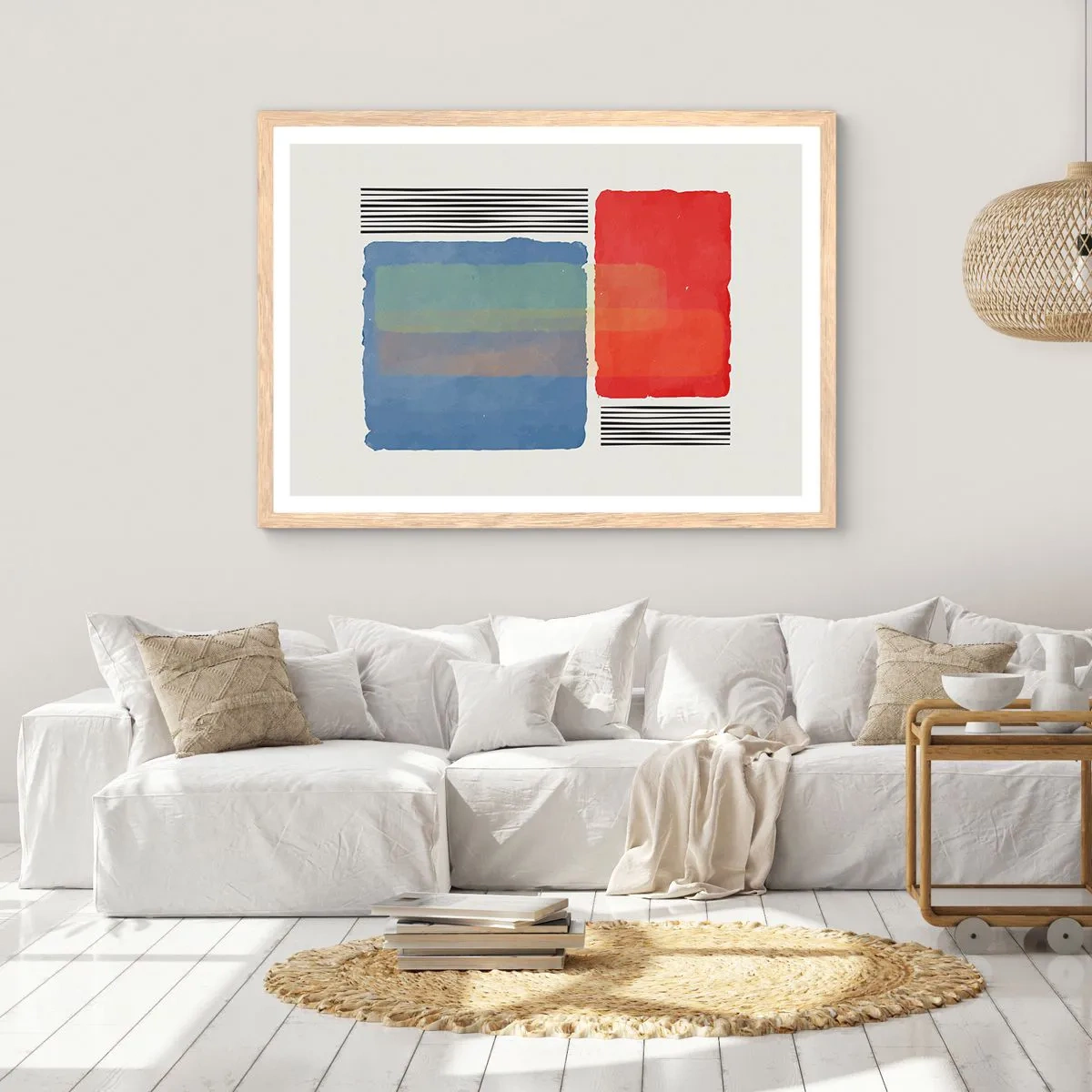 Poster în ramă de stejar deschis - Spiritul și litera geometriei - 100x70 cm