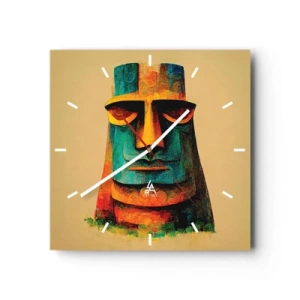 Ceas de perete - Ceas pe sticlă - Statuie, dar simpatică - 30x30 cm