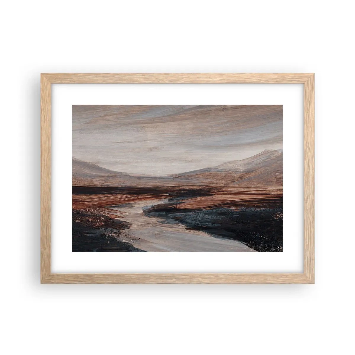 Poster în ramă de stejar deschis - Valea liniștită - 40x30 cm