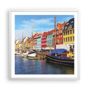 Poster în ramă albă - Portul vesel - 60x60 cm