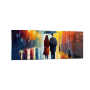 Tablou pe sticlă - Împreună - o noapte plină de culoare - 140x50 cm