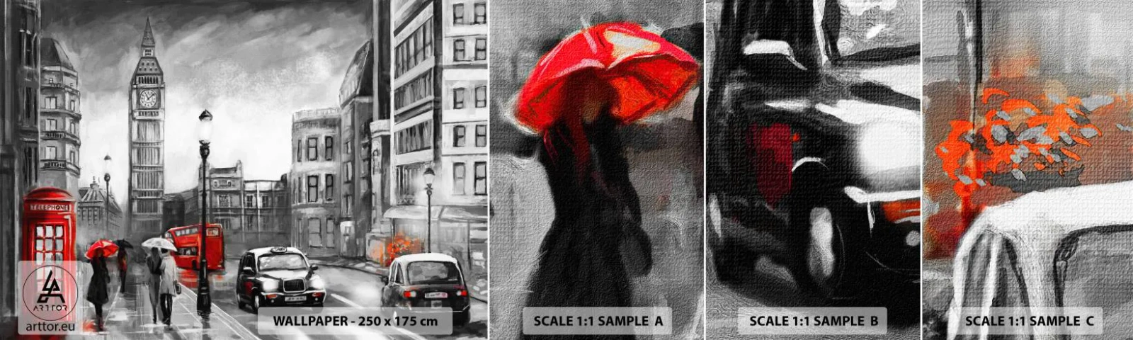 Mostră de Tapet Standard Eco - Nu este deloc un oraș gri - Londra, Oraș, Arhitectură - 100x30 cm