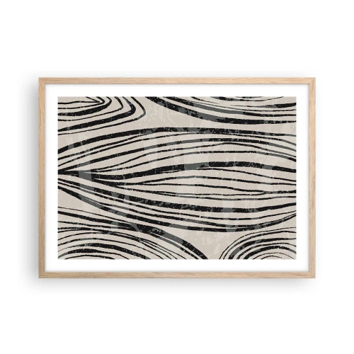 Poster în ramă de stejar deschis - Deversare de linii - 70x50 cm