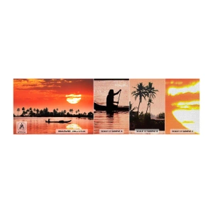 Mostră tapet Premium Canvas - Liniștea tropicelor la apus de soare - Peisaj, India, Apus de soare - 100x30 cm
