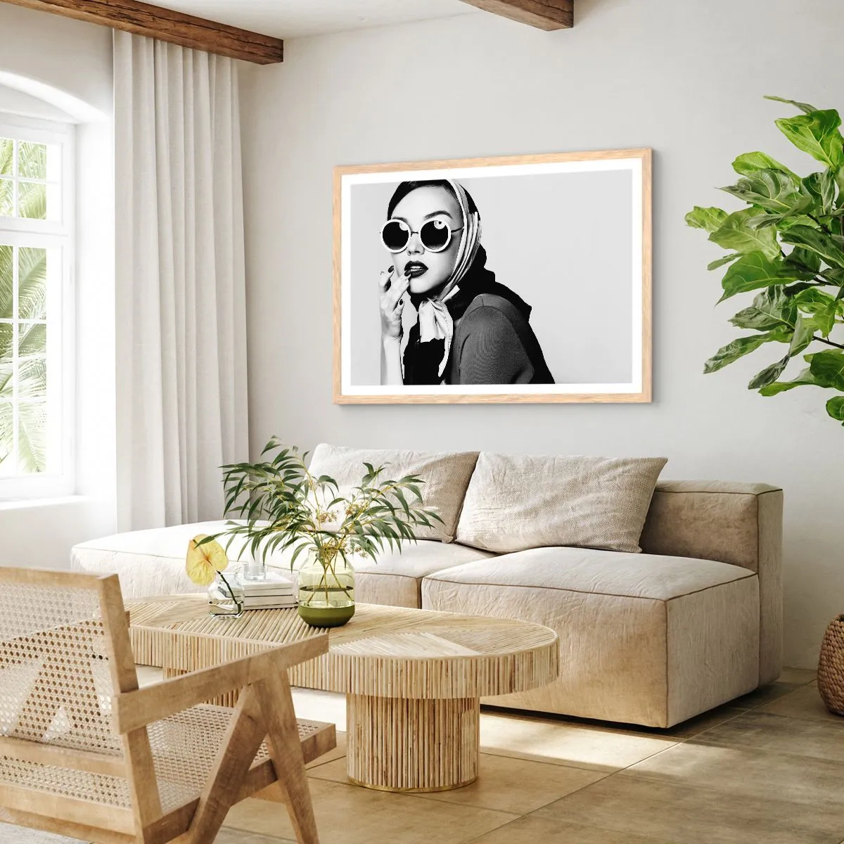 Poster în ramă de stejar deschis - Salutări din anii `60. - 70x50 cm