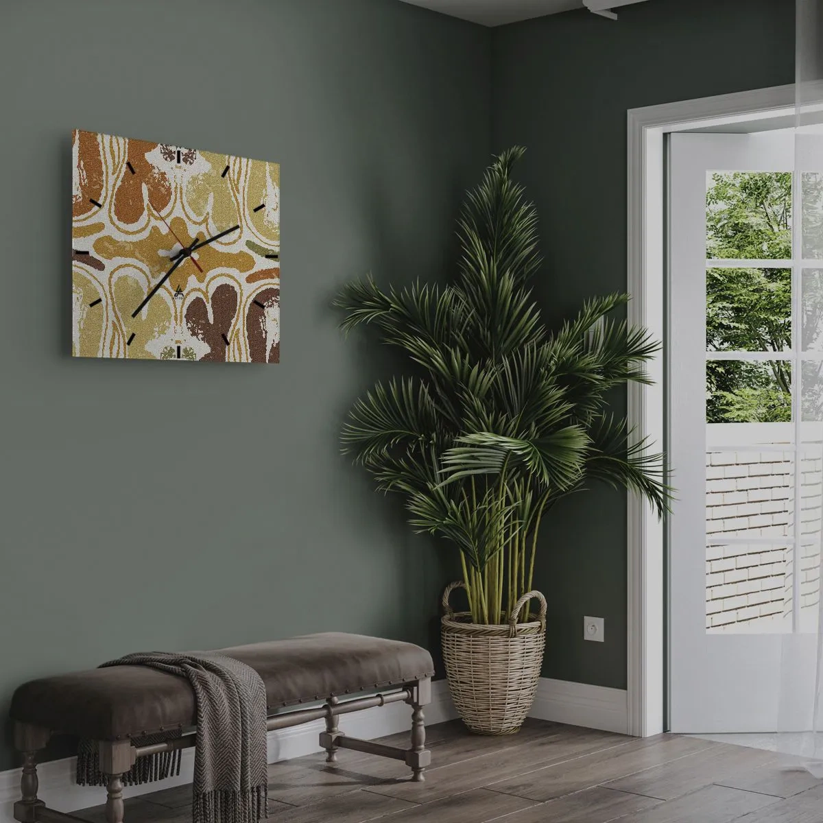 Ceas de perete - Ceas pe sticlă - Abstracție sentimentală - 30x30 cm