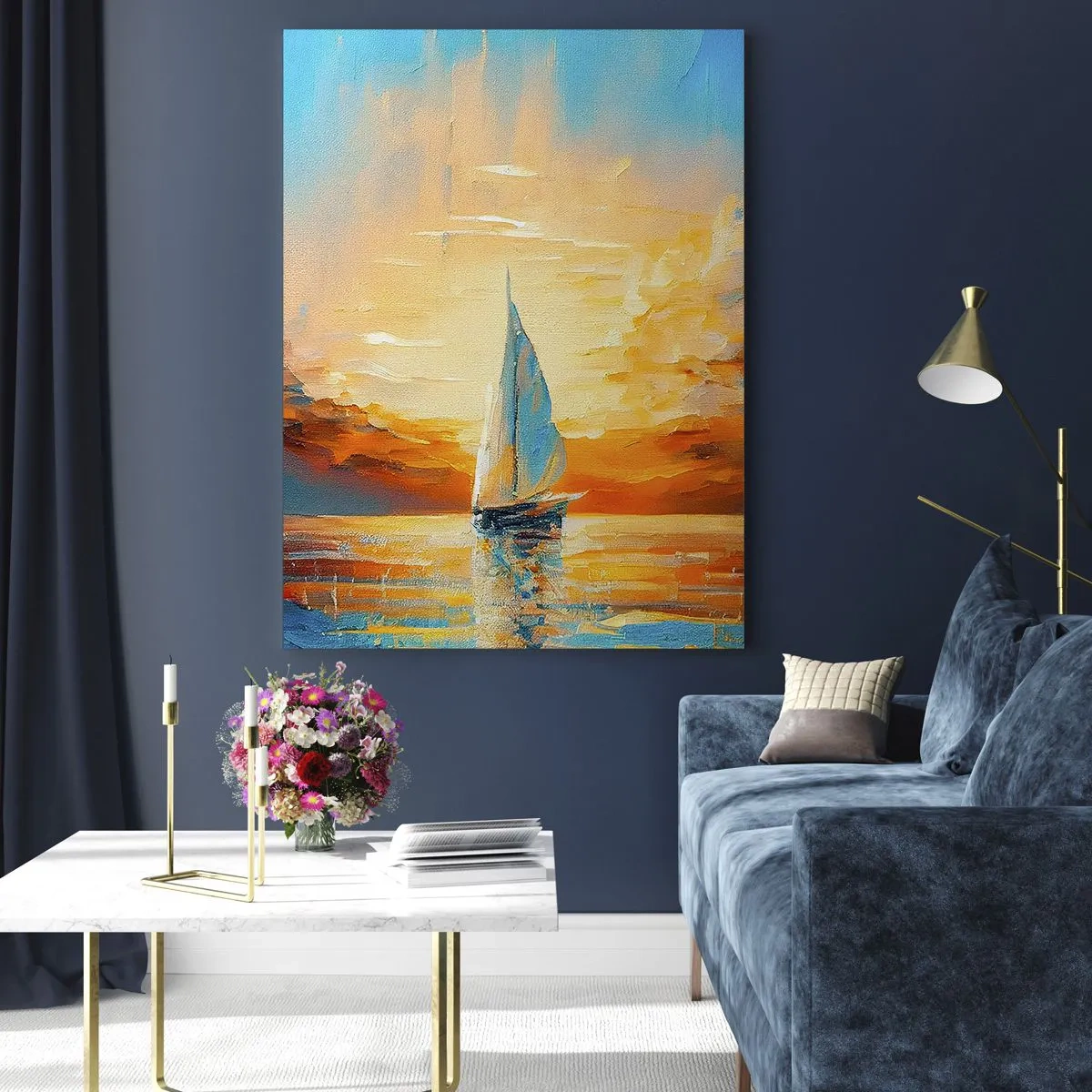 Tablou pe sticlă - Navigare prin aur - 50x70 cm