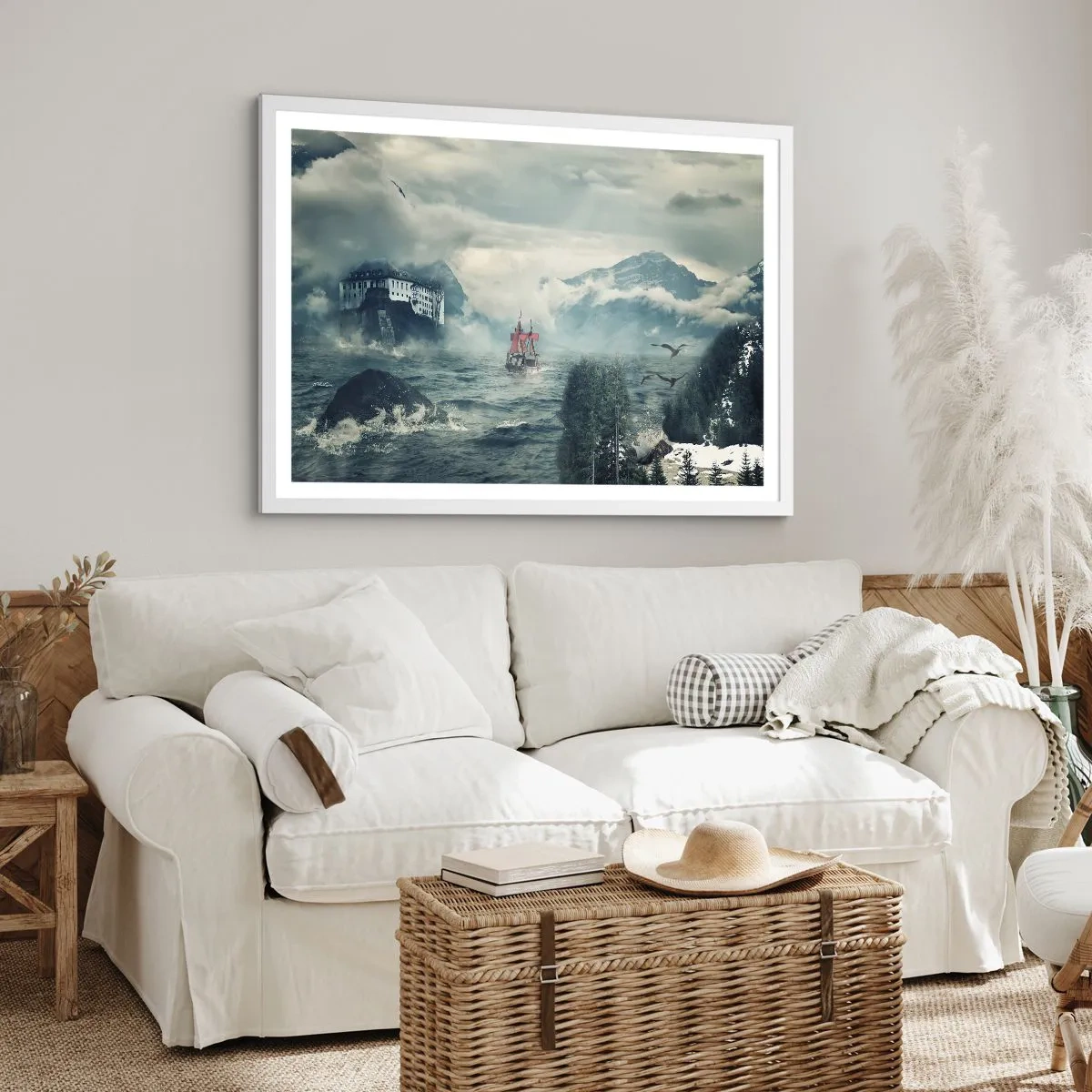 Poster în ramă albă - Pe ape magice - 70x50 cm