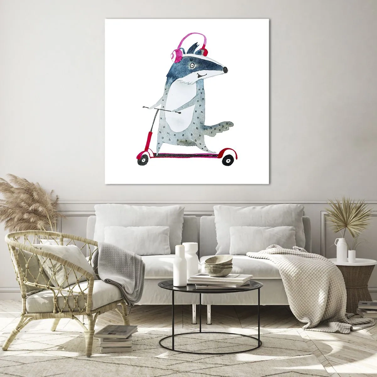 Tablou pe sticlă - Bucurie de bursuc - 60x60 cm