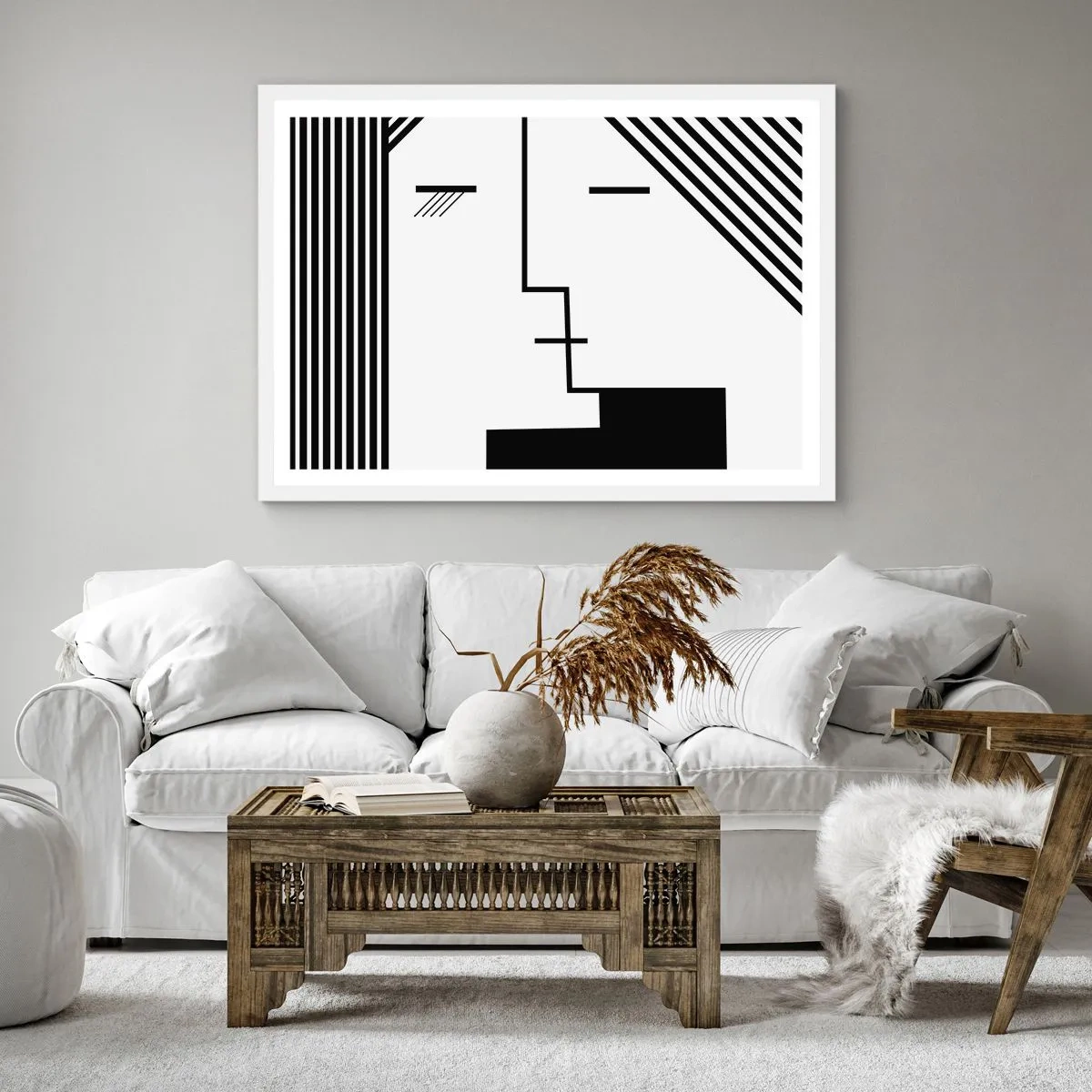 Poster în ramă albă - Doar un sărut - 30x30 cm