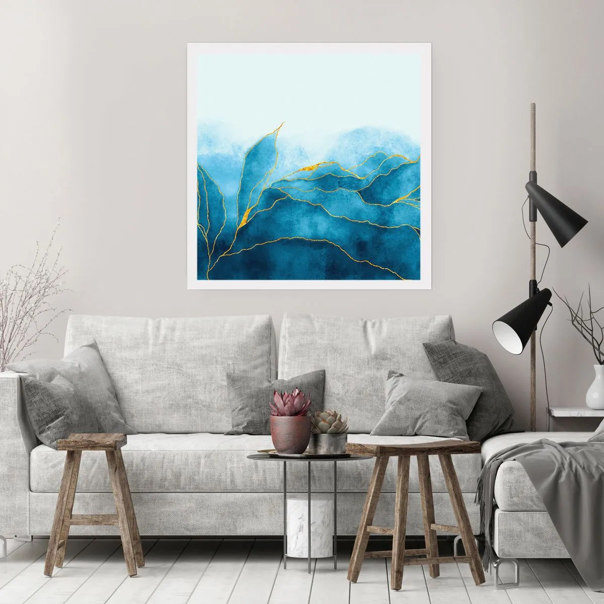 Poster - Albastru în aur - 30x30 cm