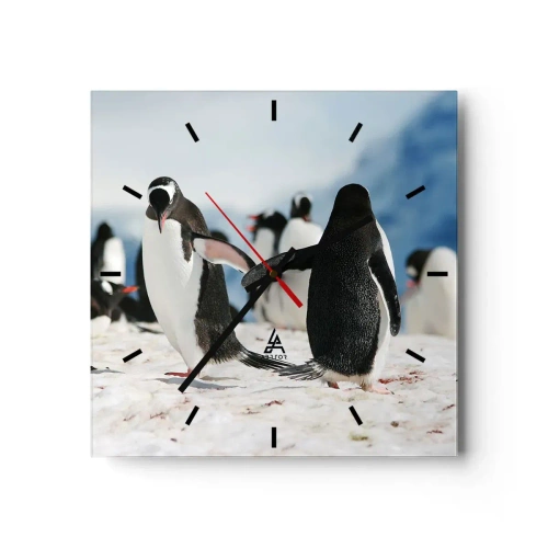 Ceas de perete - Ceas pe sticlă - Dansul în zăpadă - 40x40 cm