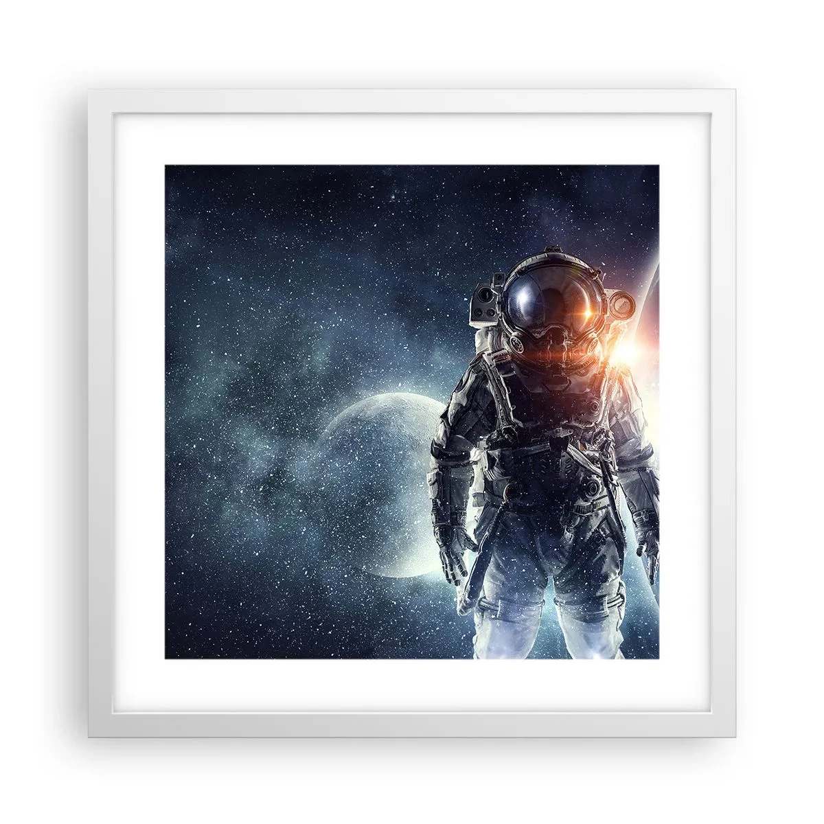 Poster în ramă albă - Aventură spațială - 40x40 cm