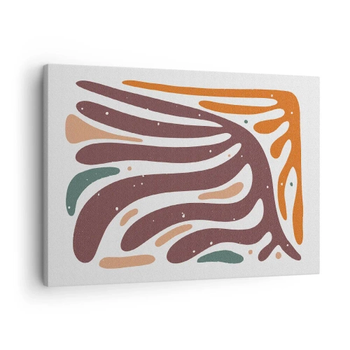 Tablou pe pânză Canvas - Model organic cu linii radiante în nuanțe calde - 70x50cm - Compoziție organică radială - Decorațiune modernă pentru perete pentru living și dormitor ARTTOR