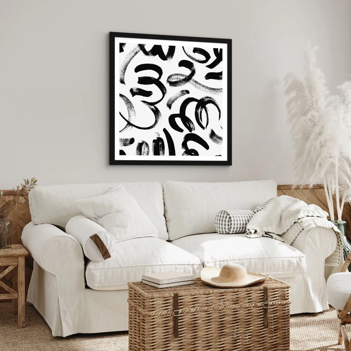 Poster în ramă neagră - Negru pe alb - 30x30 cm