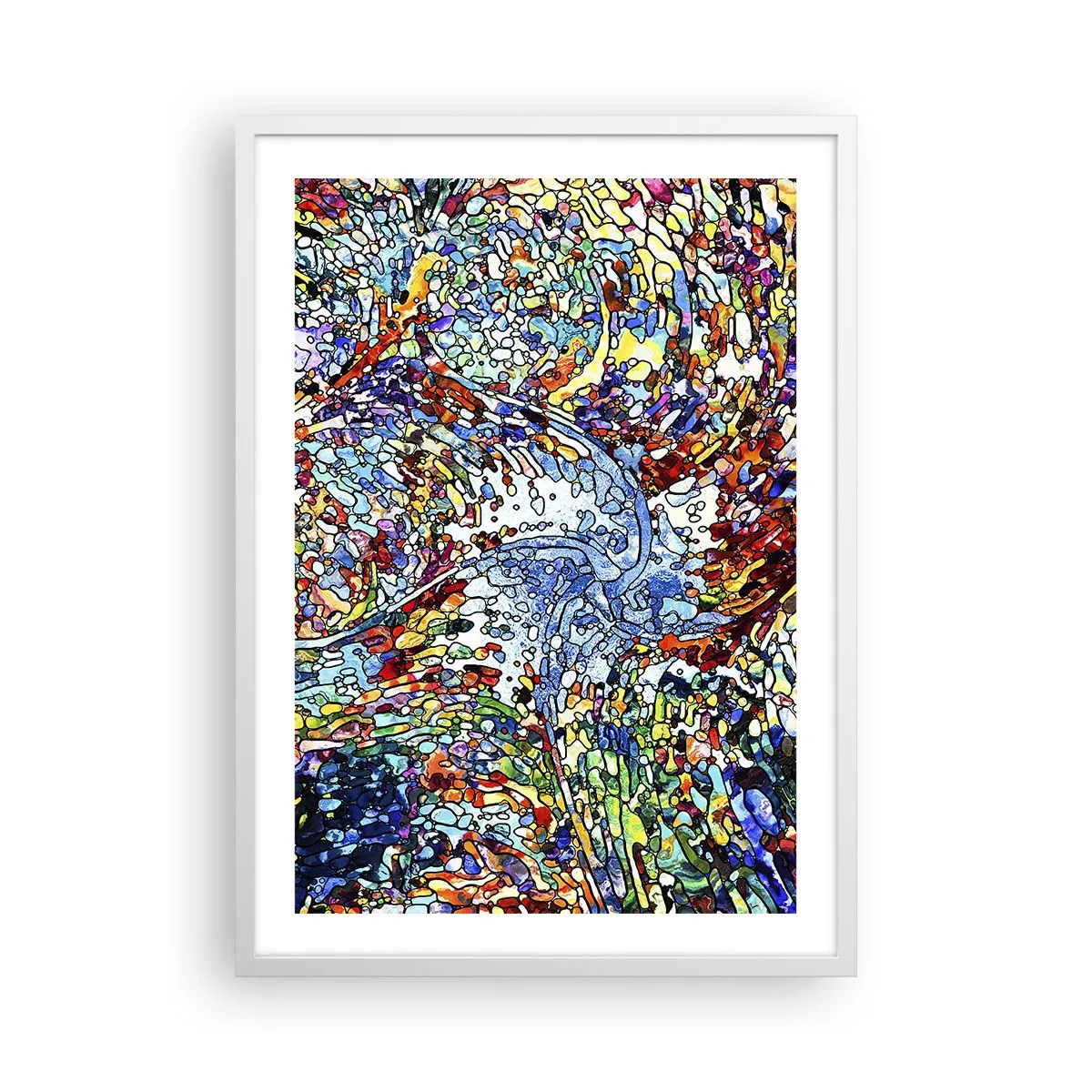 Poster în ramă albă - Vitraliu de picături - 50x70 cm