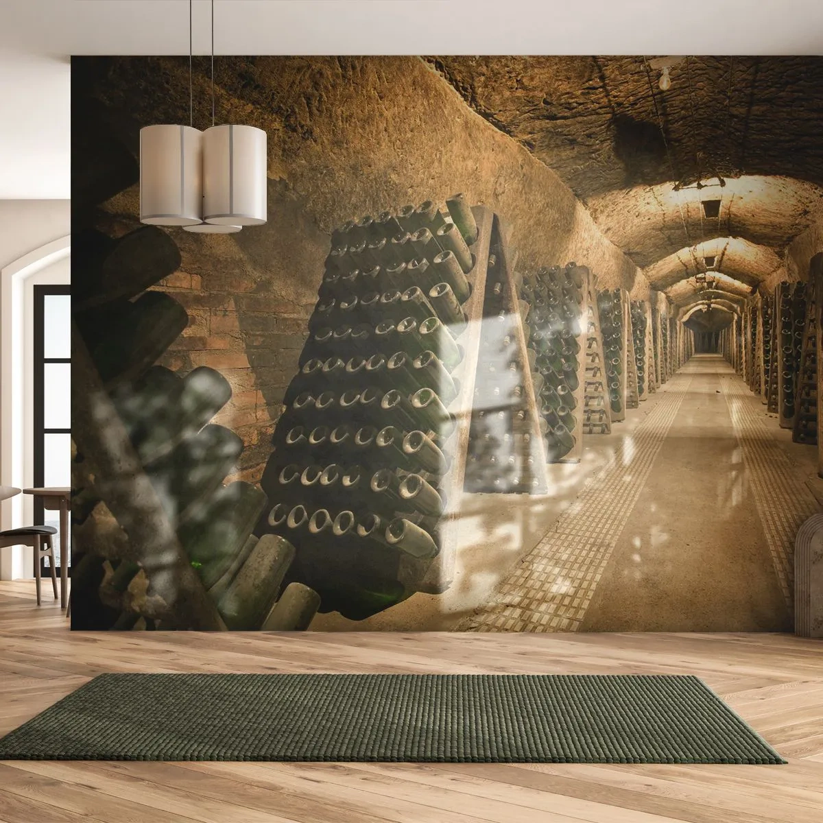 Tapet Standard Eco - Nașterea gustului - Gastronomie, O sticla de vin, Pivniță - 200x140 cm